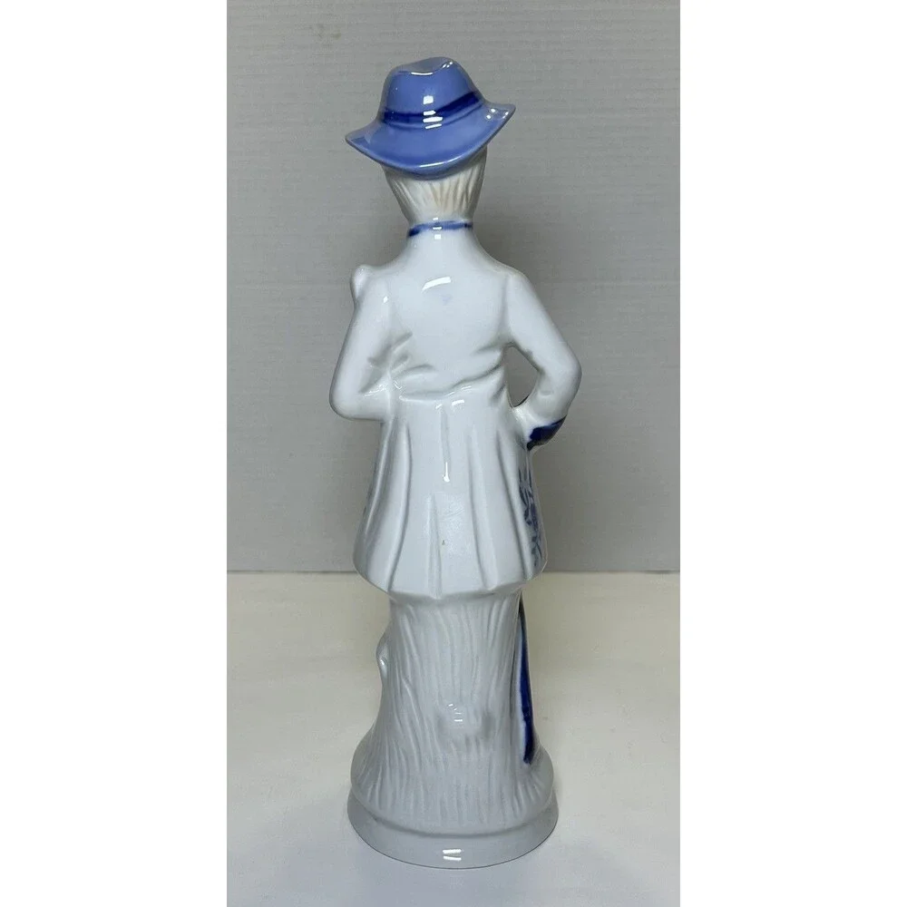 Vintage Porcelain Victorian/Colonial Boy Figurine White/Blue Home Decor